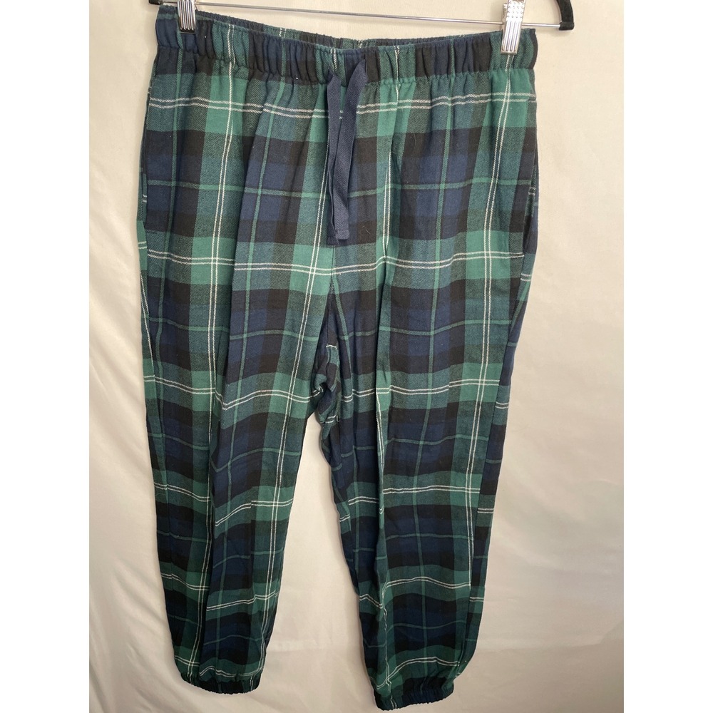 Old Navy Womens Green Plaid Flannel Pajama Pants Match the Fam Joggers Size M